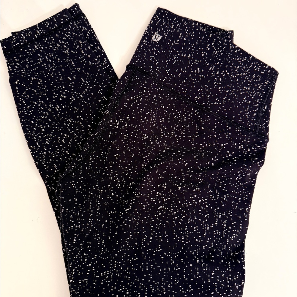 Lululemon Black White Speckled Leggings Size Appx 4 - Picture 5 of 7
